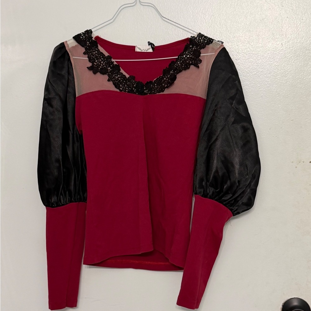 Angel Y2K Festival Lace Puff Romantic Goth Indie Dark Coquette Feminine XS Top